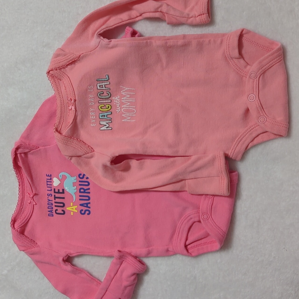 Carter's pink onesies with mits, NB